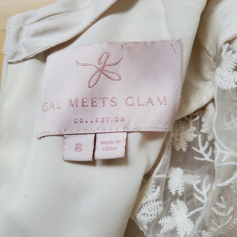 Gal Meets Glam Amelia Embroidered Fit & Flare Dress Cream Ivory Wedding Size 8 - Picture 8 of 9